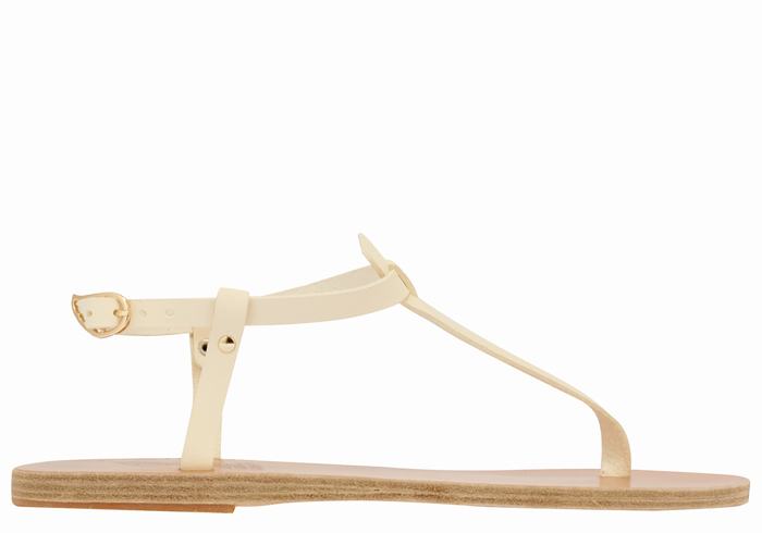 White Ancient Greek Sandals Lito Flip Flop Leather Women Back-Strap Sandals | LEJ2771NZ