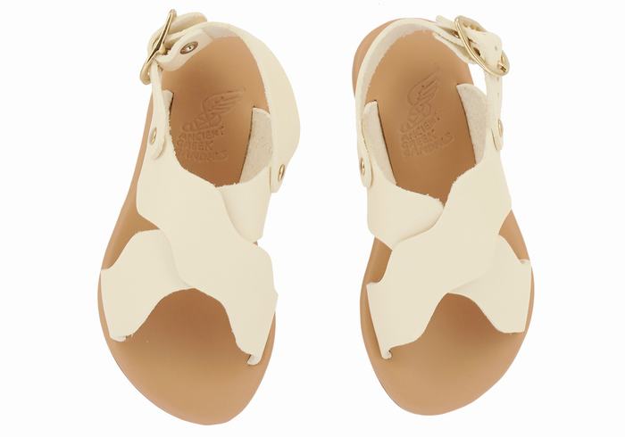 White Ancient Greek Sandals Little Atokos Soft Kids' Casual Sandals | SNS458SP