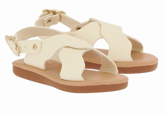 White Ancient Greek Sandals Little Atokos Soft Kids' Casual Sandals | SNS458SP