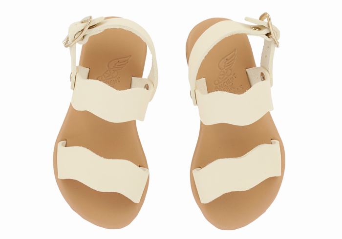 White Ancient Greek Sandals Little Calamos Soft Kids' Casual Sandals | BZV2998JT