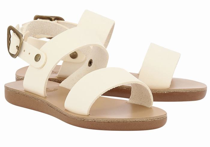 White Ancient Greek Sandals Little Clio Soft Kids' Casual Sandals | XDC381KX