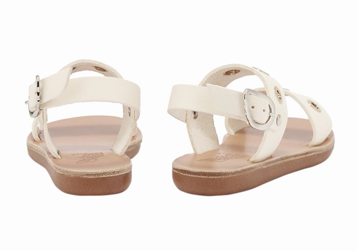 White Ancient Greek Sandals Little Clio Eyelets Soft Kids' Casual Sandals | PBO7783JB