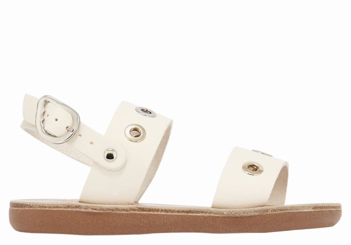 White Ancient Greek Sandals Little Clio Eyelets Soft Kids\' Casual Sandals | PBO7783JB