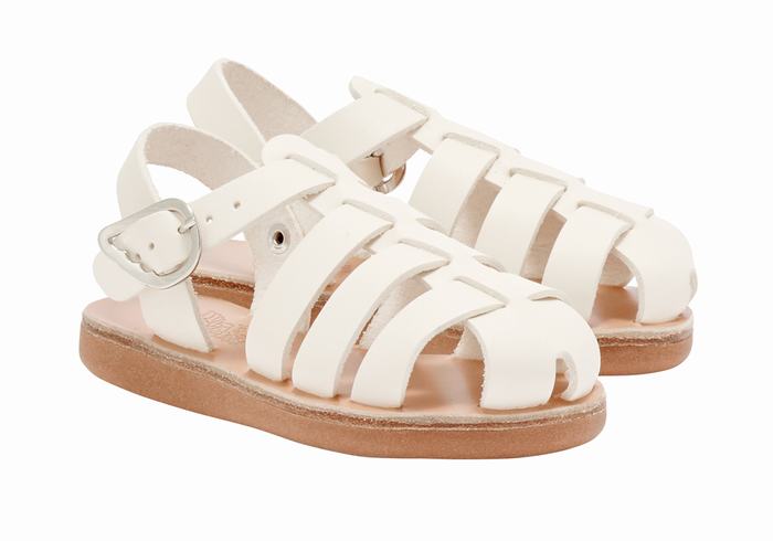 White Ancient Greek Sandals Little Ektoras Soft Kids' Fisherman Sandals | WLR4322YT