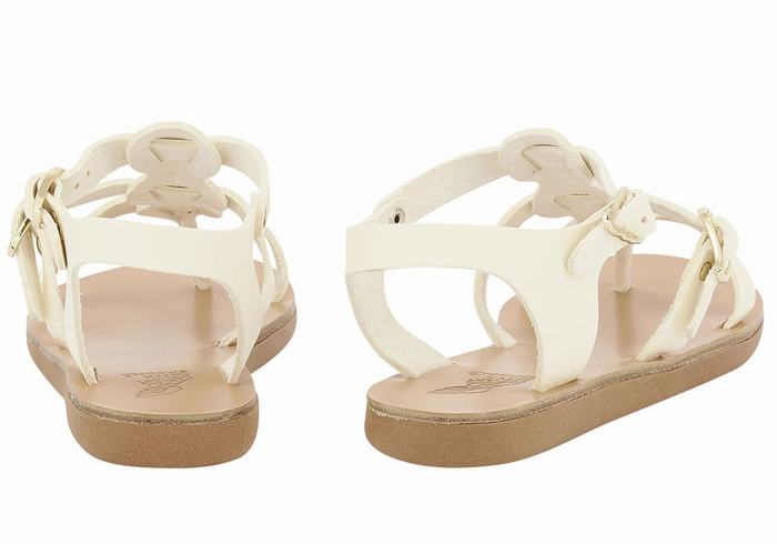 White Ancient Greek Sandals Little Grace Kelly Soft Kids' Flat Sandals | DLF8863PJ