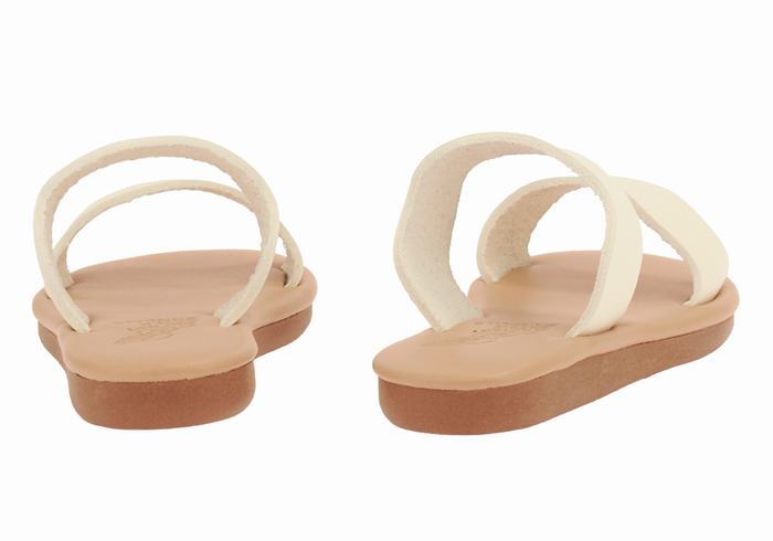 White Ancient Greek Sandals Little Kastos Soft Kids' Slide Sandals | CUT1007RT