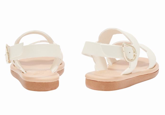 White Ancient Greek Sandals Little Koxili Soft Kids' Flat Sandals | IGI7128CY