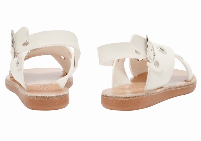 White Ancient Greek Sandals Little Maria Eyelets Soft Kids' Casual Sandals | KAT5957OP