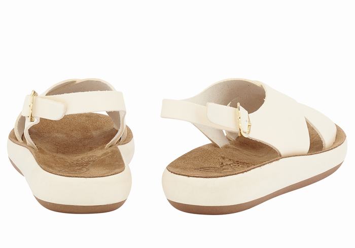 White Ancient Greek Sandals Maria Comfort Women Platform Sandals | UUD8581SN
