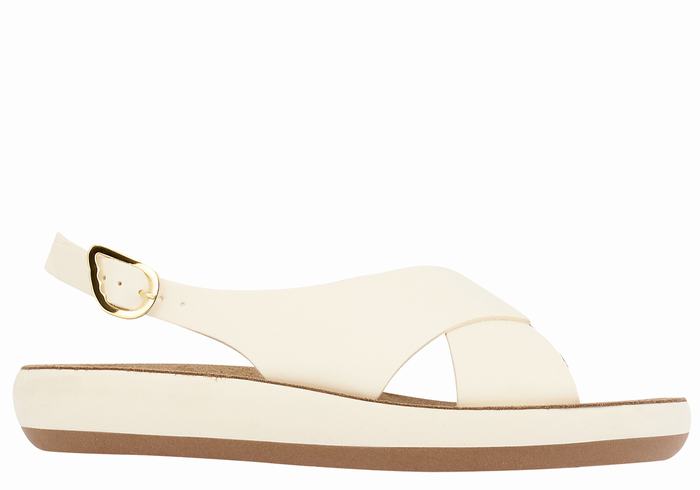 White Ancient Greek Sandals Maria Comfort Women Platform Sandals | UUD8581SN