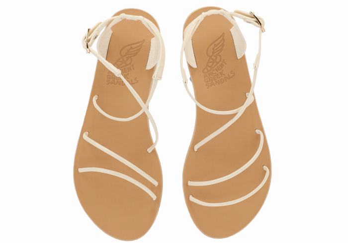 White Ancient Greek Sandals Meloivia Women Ankle Strap Sandals | SPA8314VR