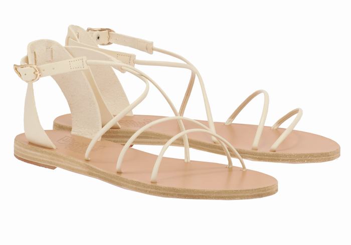 White Ancient Greek Sandals Meloivia Women Ankle Strap Sandals | SPA8314VR