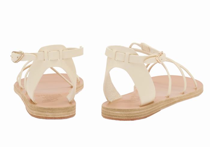 White Ancient Greek Sandals Meloivia Women Ankle Strap Sandals | SPA8314VR