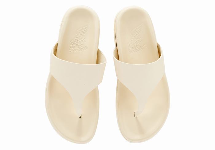 White Ancient Greek Sandals Mera Footbed Women Flip Flops | WBR419XM