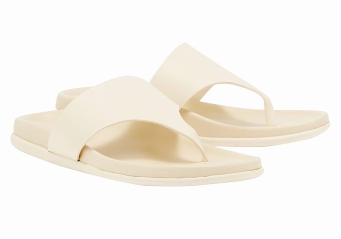 White Ancient Greek Sandals Mera Footbed Women Flip Flops | WBR419XM