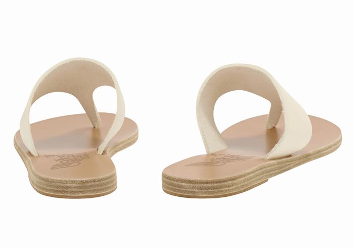 White Ancient Greek Sandals Mera Leather Women Flip Flops | PED9120EV