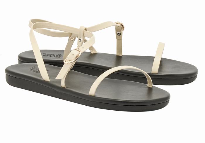 White Ancient Greek Sandals Niove Women Back-Strap Sandals | UBS4773SY