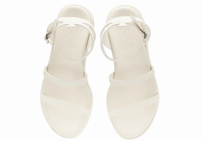 White Ancient Greek Sandals Nissida Leather Women Platform Sandals | BKL2413EH