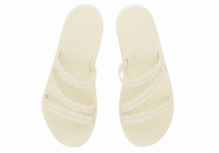 White Ancient Greek Sandals Oceanis Women Slide Sandals | NFN9867IT