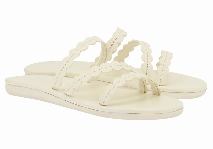 White Ancient Greek Sandals Oceanis Women Slide Sandals | NFN9867IT