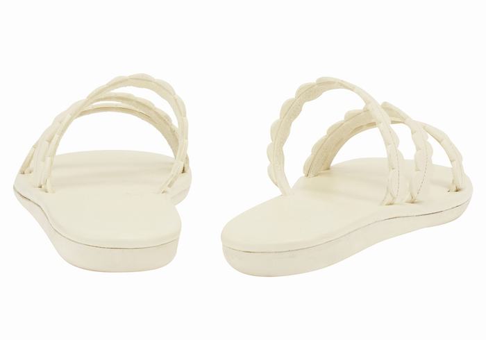 White Ancient Greek Sandals Oceanis Women Slide Sandals | NFN9867IT