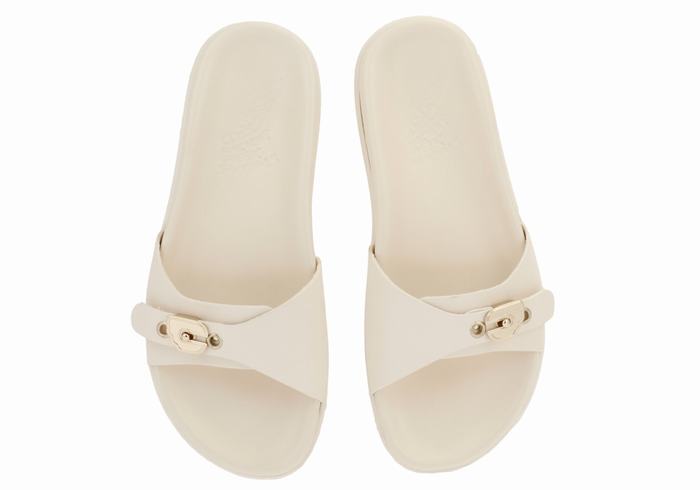 White Ancient Greek Sandals Odi Women Slide Sandals | AQK6720ES