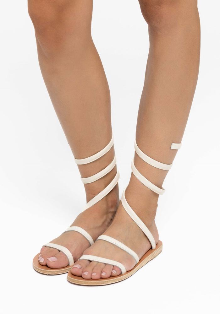 White Ancient Greek Sandals Ofis Leather Women Gladiator Sandals | ZRV8956AY