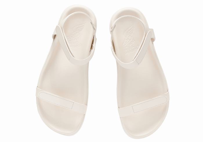 White Ancient Greek Sandals Poros Women Back-Strap Sandals | SJT971LQ