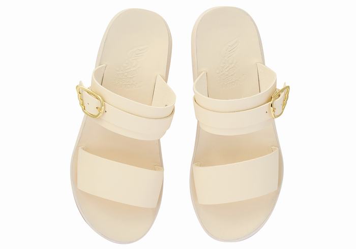 White Ancient Greek Sandals Preveza Comfort Women Slide Sandals | DSN3367UR