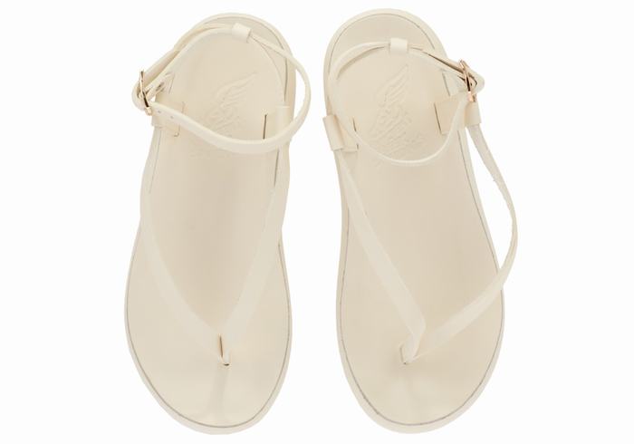 White Ancient Greek Sandals Salomi Comfort Women Ankle Strap Sandals | ALC9634FC