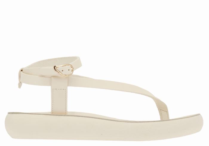 White Ancient Greek Sandals Salomi Comfort Women Ankle Strap Sandals | ALC9634FC