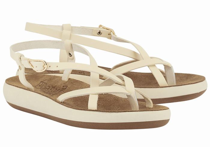 White Ancient Greek Sandals Semele Comfort Women Back-Strap Sandals | FQC9297QG