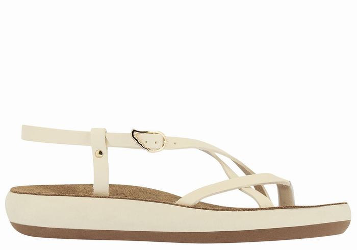 White Ancient Greek Sandals Semele Comfort Women Back-Strap Sandals | FQC9297QG