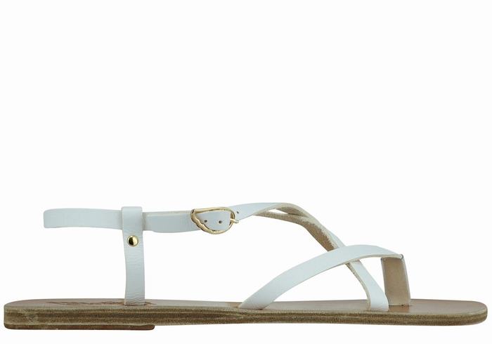 White Ancient Greek Sandals Semele Leather Women Back-Strap Sandals | MNF9779CF