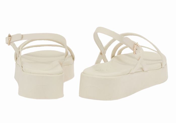 White Ancient Greek Sandals Silia Leather Women Platform Sandals | FHL8538US