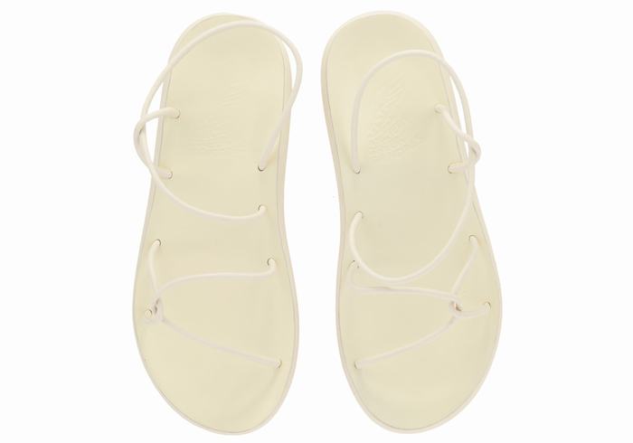 White Ancient Greek Sandals Taxidi Comfort Women Back-Strap Sandals | ETZ8764GD