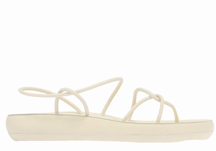 White Ancient Greek Sandals Taxidi Comfort Women Back-Strap Sandals | ETZ8764GD