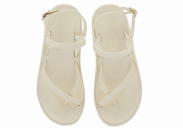 White Ancient Greek Sandals Tereza Comfort Women Back-Strap Sandals | ETU9178YJ