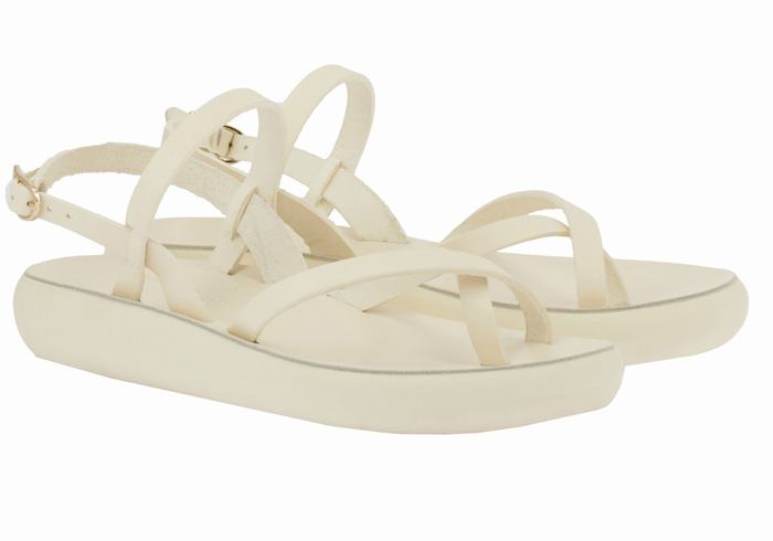 White Ancient Greek Sandals Tereza Comfort Women Back-Strap Sandals | ETU9178YJ