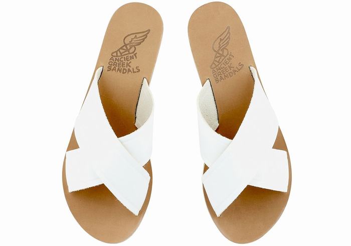 White Ancient Greek Sandals Thais Women Slide Sandals | BEH4287TW