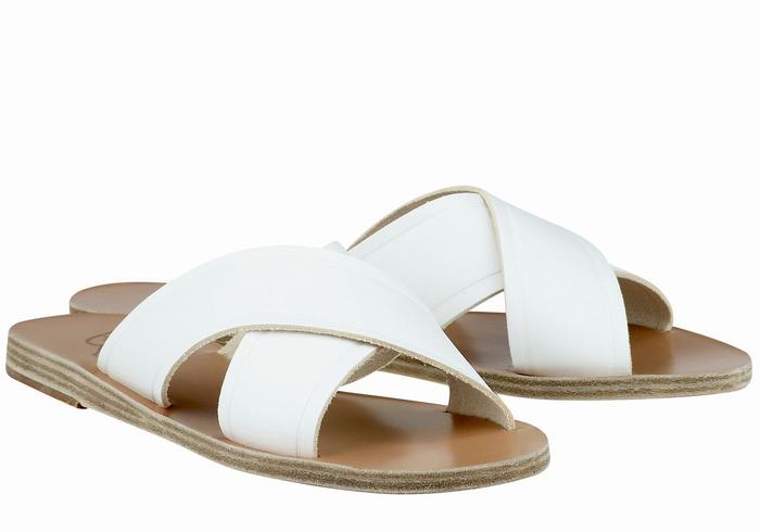 White Ancient Greek Sandals Thais Women Slide Sandals | BEH4287TW