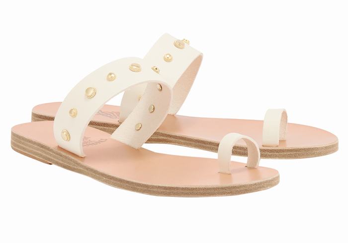 White Ancient Greek Sandals Thalia Bee Women Toe-Post Sandals | CCA6382DE