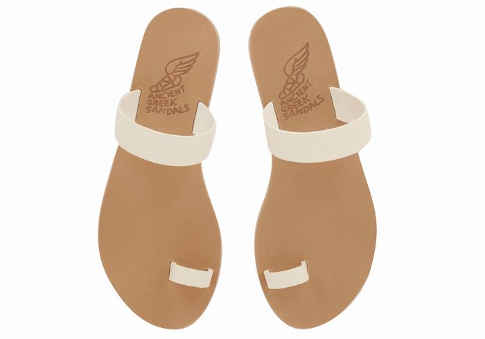 White Ancient Greek Sandals Thalia Leather Women Toe-Post Sandals | YRS5996TX