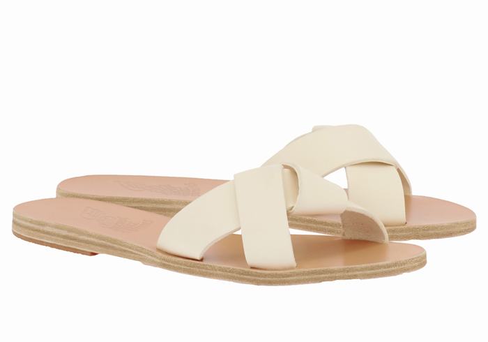 White Ancient Greek Sandals Whitney Women Slide Sandals | NTQ8378FW