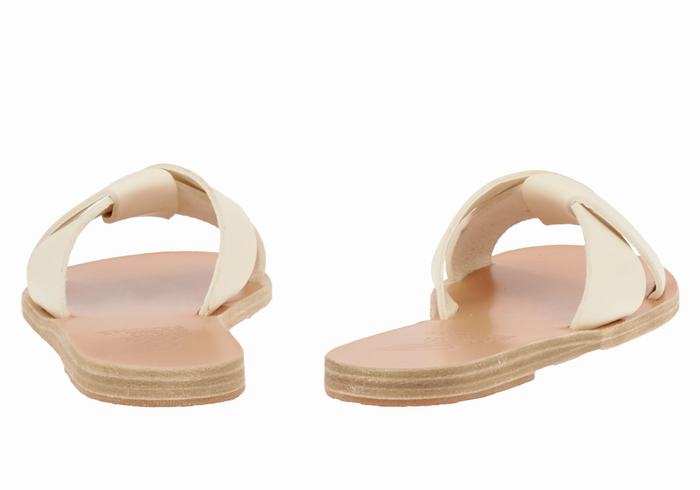 White Ancient Greek Sandals Whitney Women Slide Sandals | NTQ8378FW