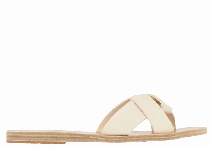 White Ancient Greek Sandals Whitney Women Slide Sandals | NTQ8378FW