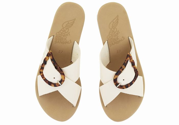 White Beige Ancient Greek Sandals Thais Rainbow Women Wedge Sandals | UFN1173VB