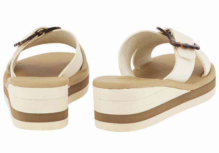 White Beige Ancient Greek Sandals Thais Rainbow Women Wedge Sandals | UFN1173VB