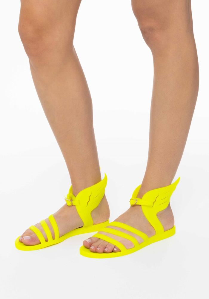 Yellow Ancient Greek Sandals Ikaria Women Ankle Strap Sandals | TRC2352RB