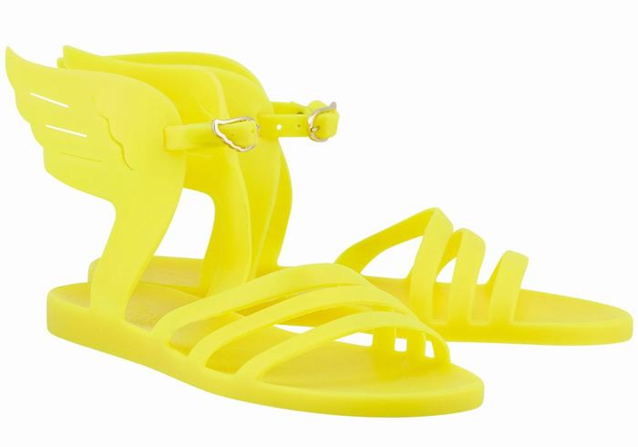 Yellow Ancient Greek Sandals Ikaria Women Ankle Strap Sandals | TRC2352RB